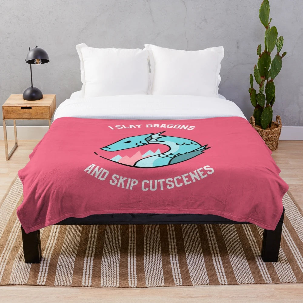 Plush blanket with fantasy and gaming design