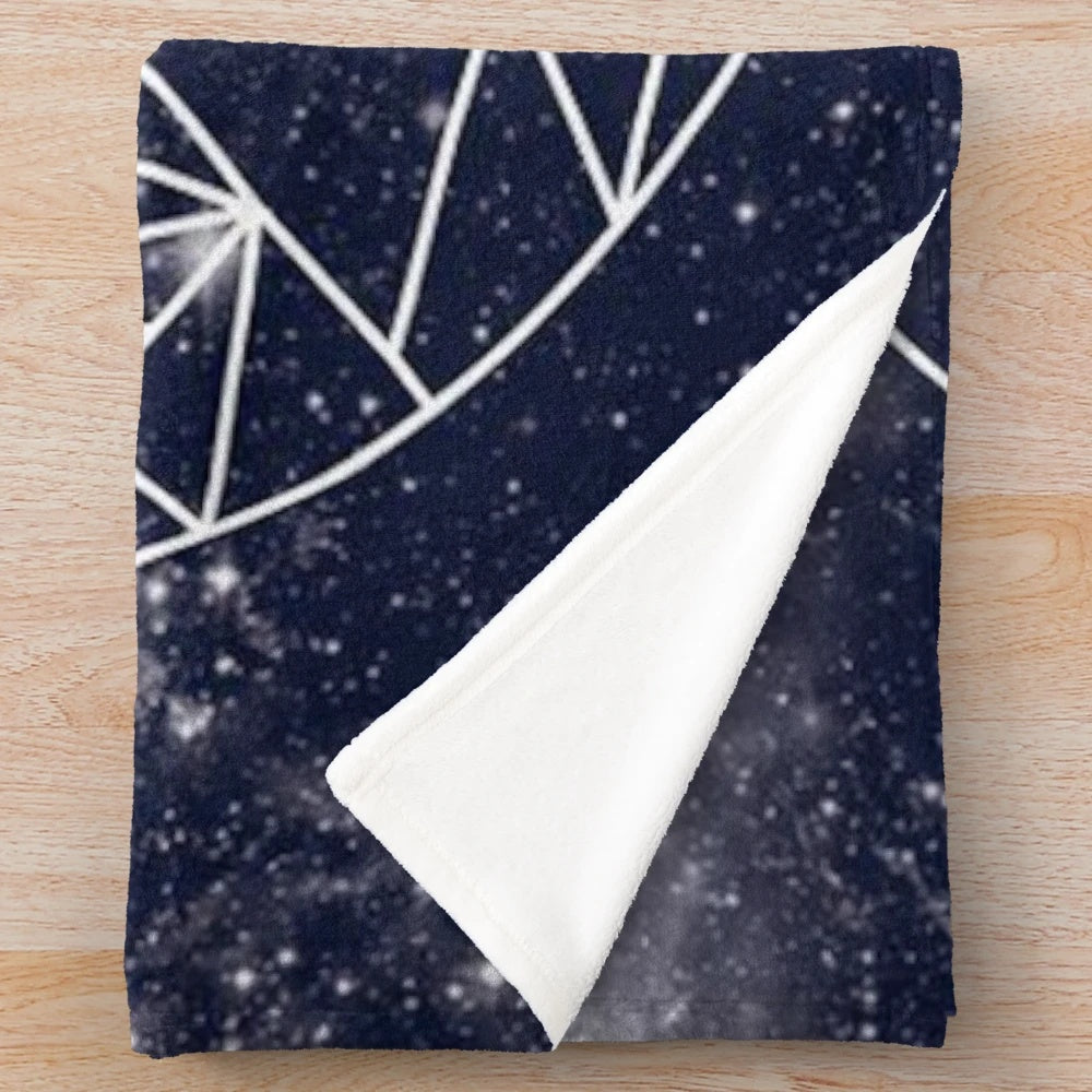 Plush blanket featuring a night sky, stars, and mountains inspired by the A Court of Thorns and Roses book series