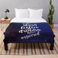 Plush blanket with watercolor and typography design inspired by the Night Court fantasy book series