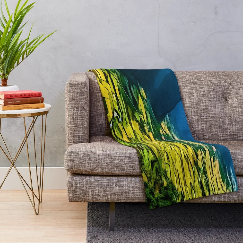 Plush blanket featuring a beautiful landscape of farm lands