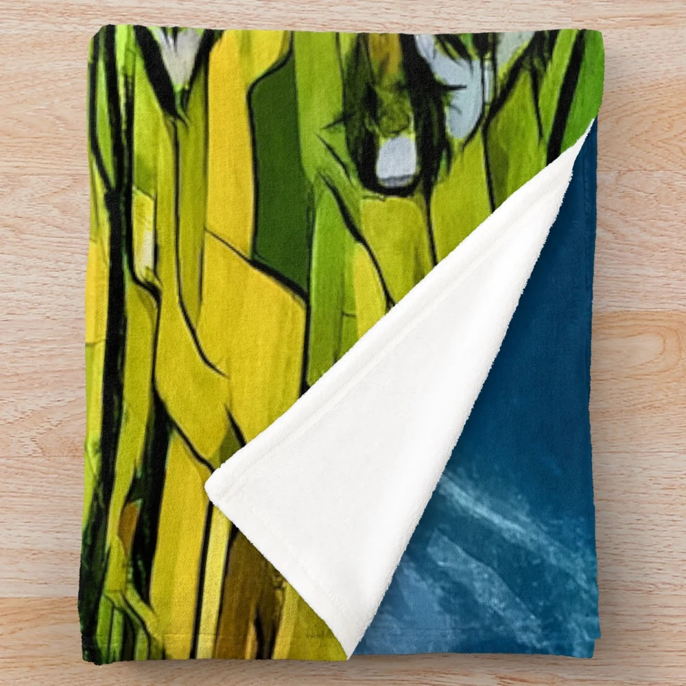 Plush blanket featuring a beautiful landscape of farm lands