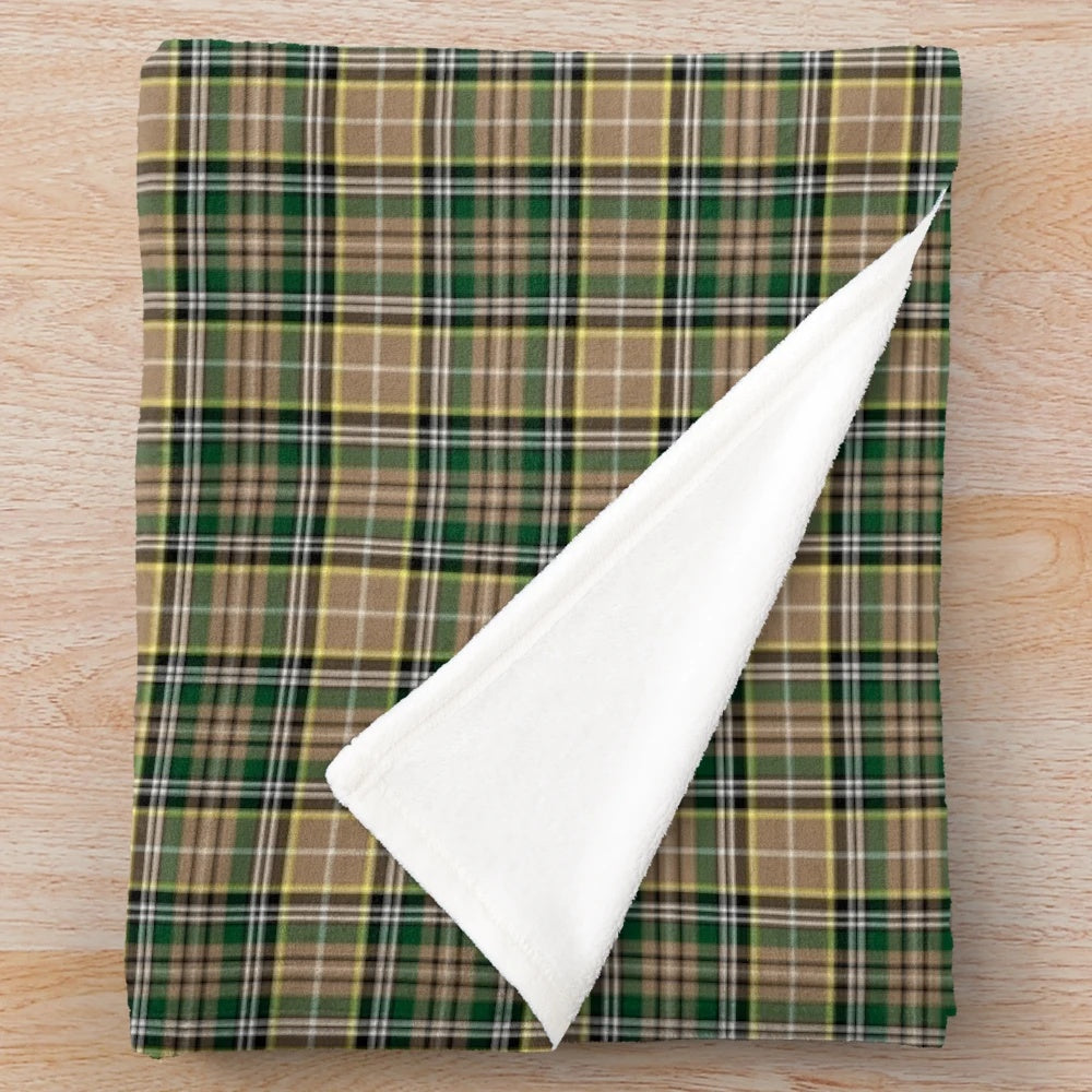 Farrell Tartan Pattern Tan Irish Plush Blanket