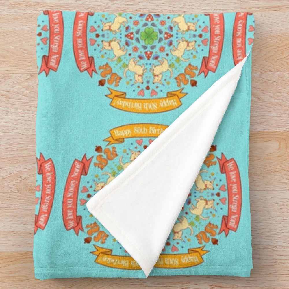 Plush blanket with a funny farting stone design