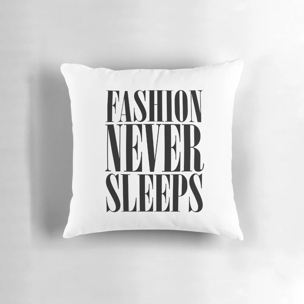 Stylish fashion-inspired pillow for a cozy bedroom