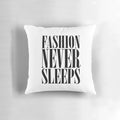 Stylish fashion-inspired pillow for a cozy bedroom
