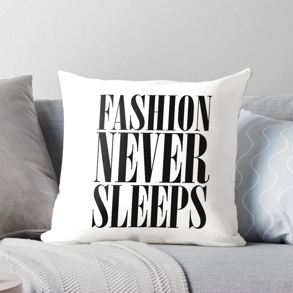 Stylish fashion-inspired pillow for a cozy bedroom