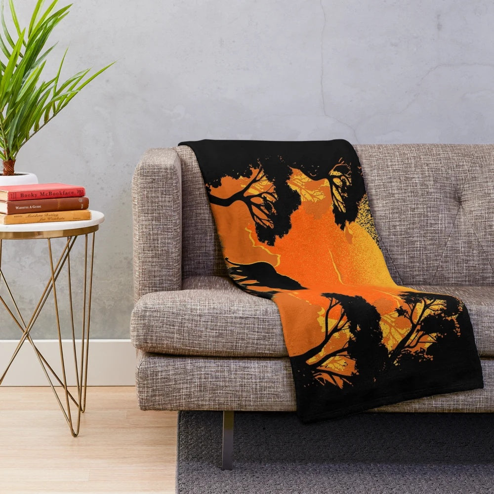 Plush blanket featuring a father and son lion design, inspired by The Lion King