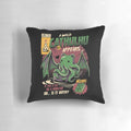 Decorative throw pillow featuring a playful cat design with Cthulhu-inspired elements, perfect for horror fans and cat lovers.
