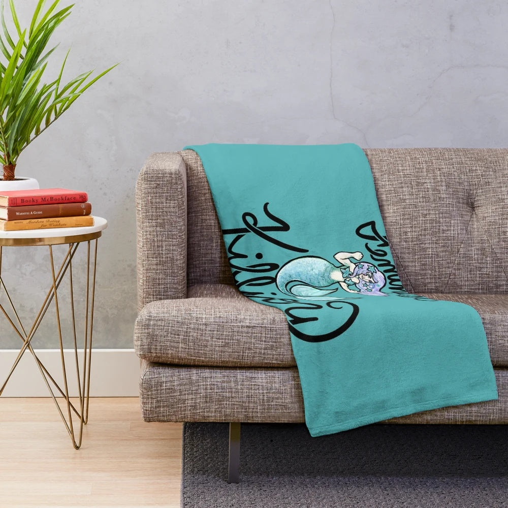 Feminist Killjoy Plush Blanket with Mermaid and Legendary Animal Design