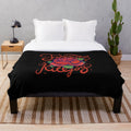 Soft and cozy red rose plush blanket featuring a feminist killjoy design