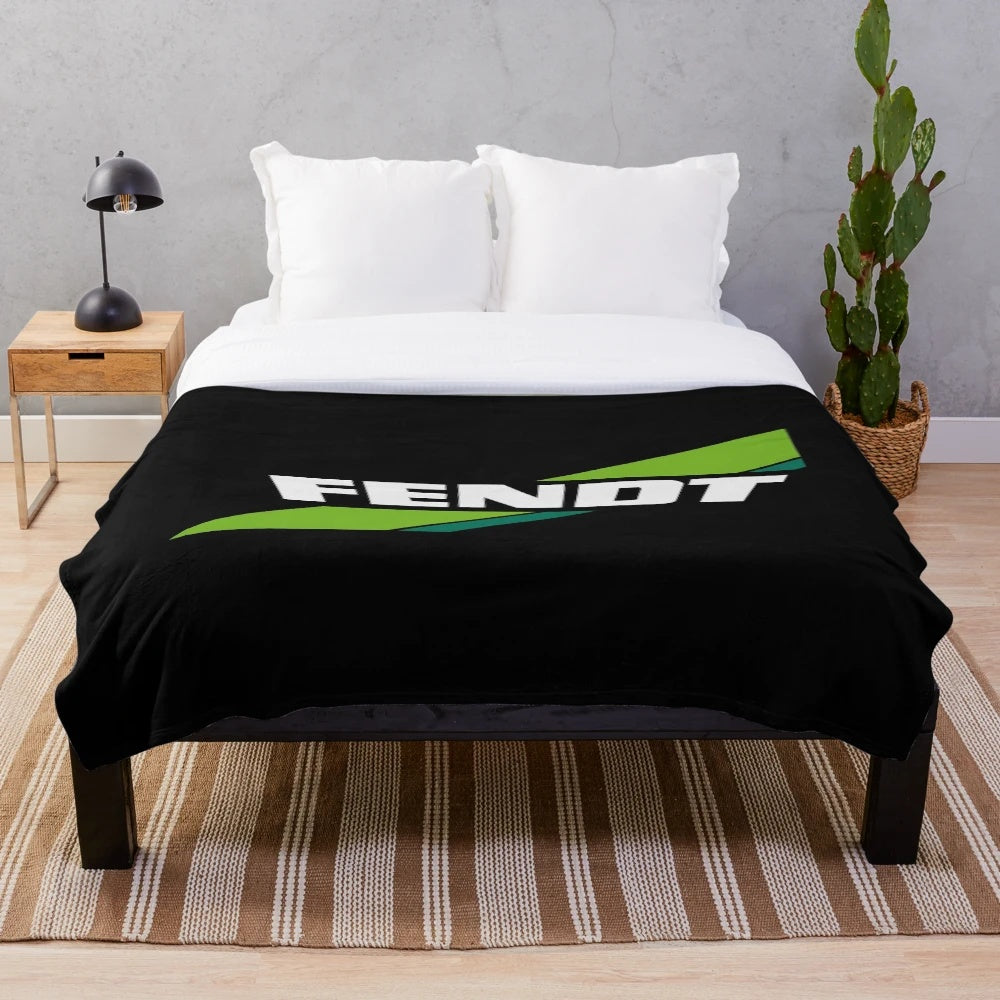 Fendt-themed plush blanket featuring the iconic Fendt tractor logo