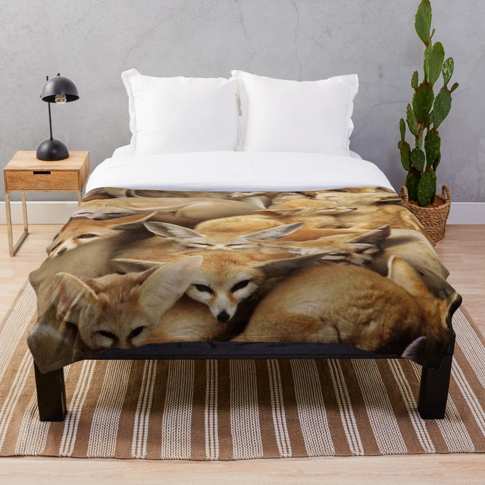 Fennec plush blanket, soft and cuddly desert fox design