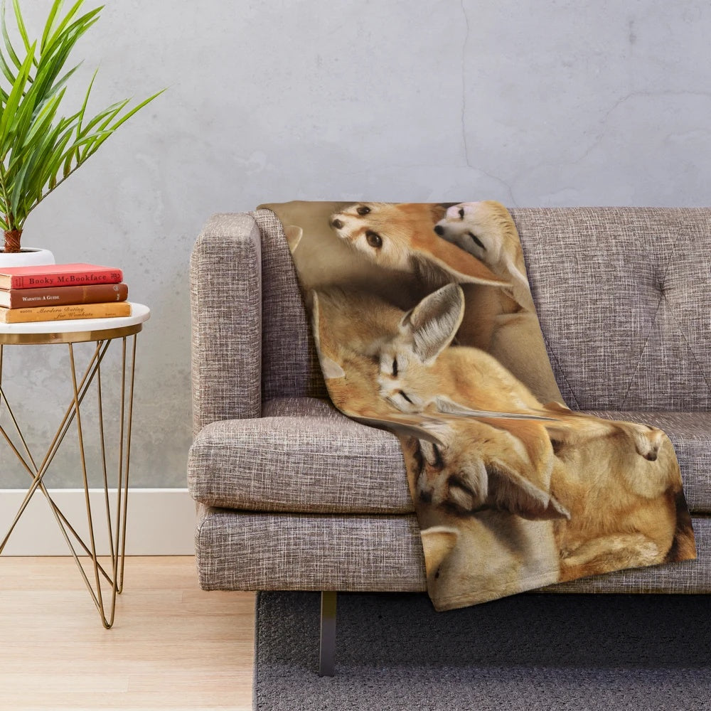 Fennec plush blanket, soft and cuddly desert fox design