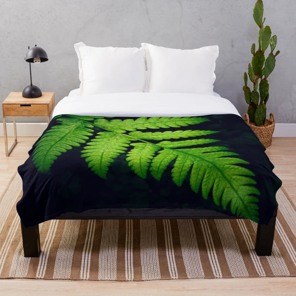 New Zealand fern-patterned plush blanket