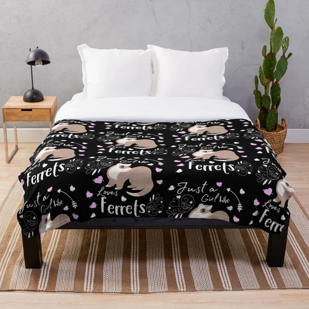 Ferret lover plush blanket with cute ferret design
