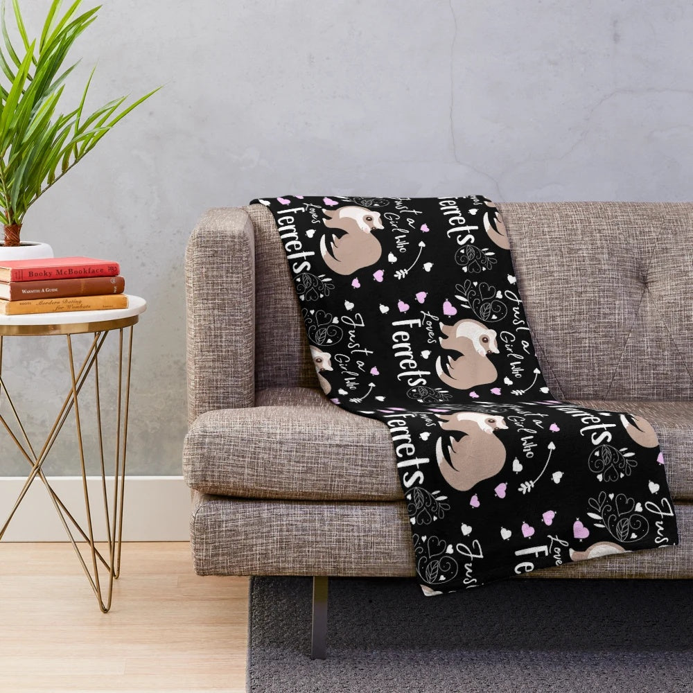 Ferret lover plush blanket with cute ferret design
