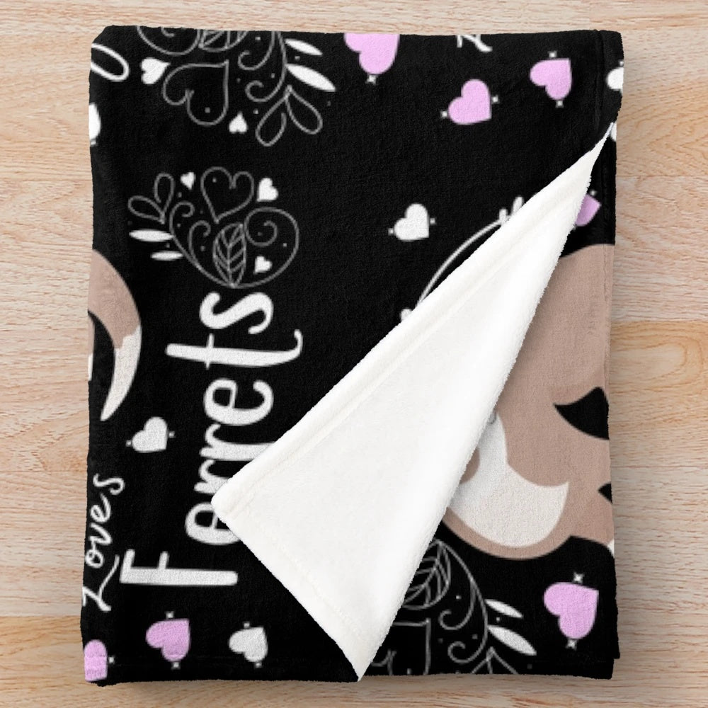 Ferret lover plush blanket with cute ferret design