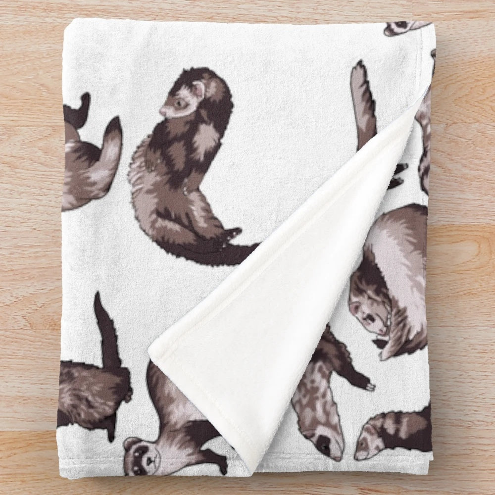 Soft and cuddly ferret-themed plush blanket