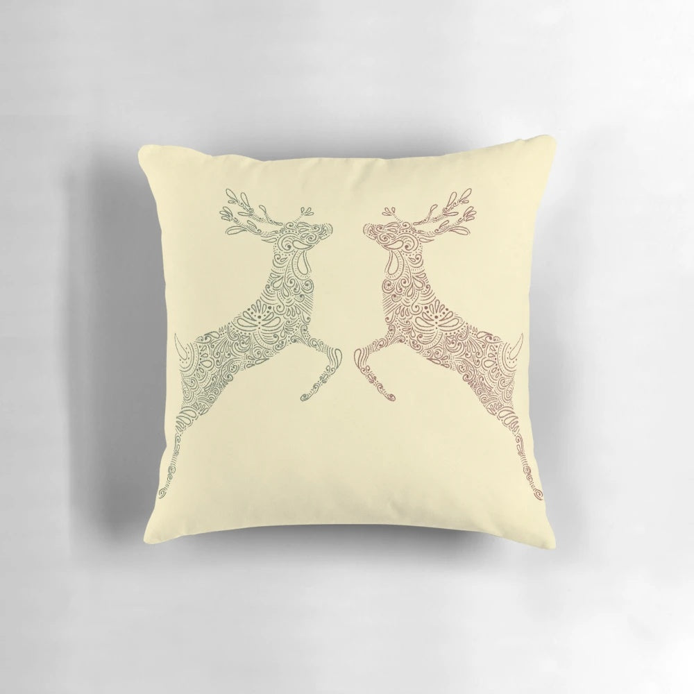Festive reindeer pattern pillow for cozy holiday home decor