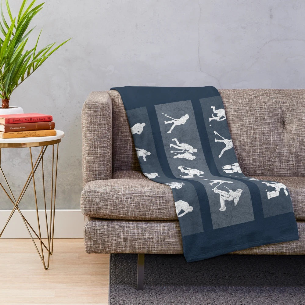 Field hockey plush blanket featuring hockey goalkeeper design