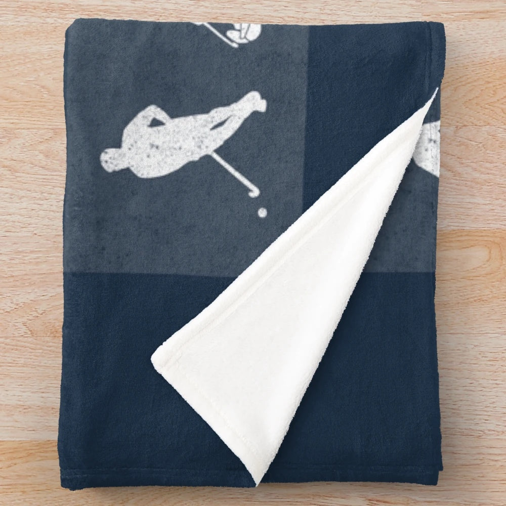 Field hockey plush blanket featuring hockey goalkeeper design