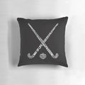 Field hockey words printed on a soft, plush pillow
