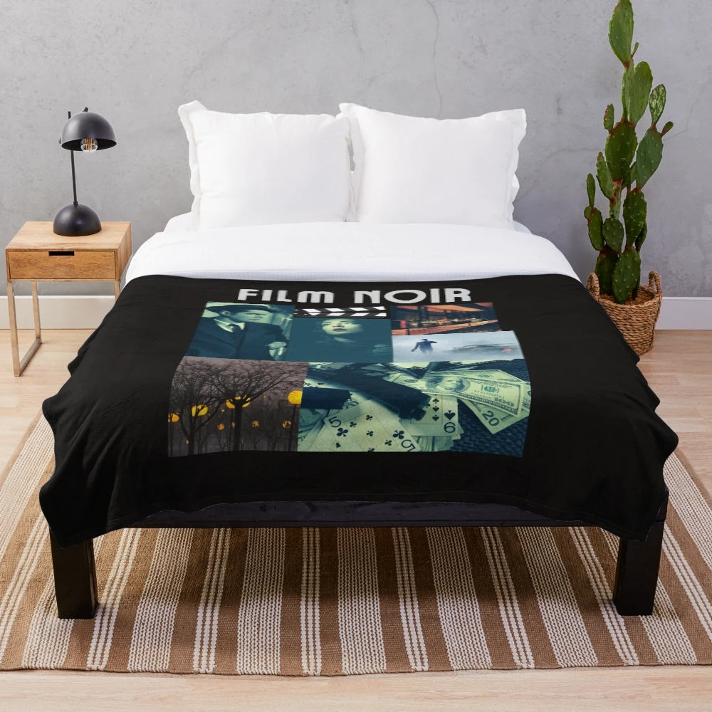 Plush blanket featuring a film noir movie design
