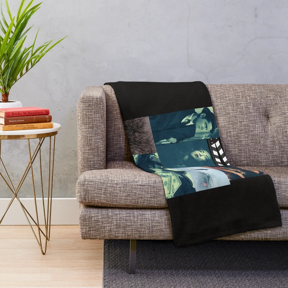 Plush blanket featuring a film noir movie design