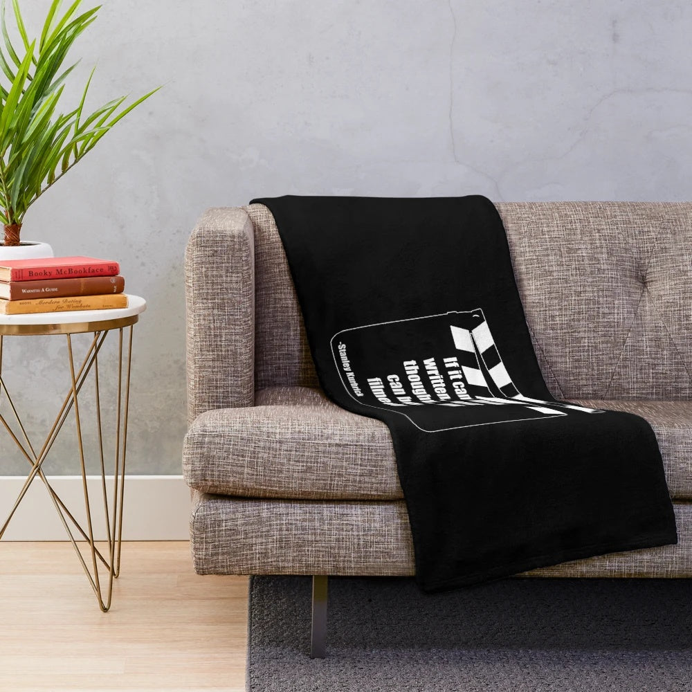 Film quote design plush blanket for movie lovers and cinephiles