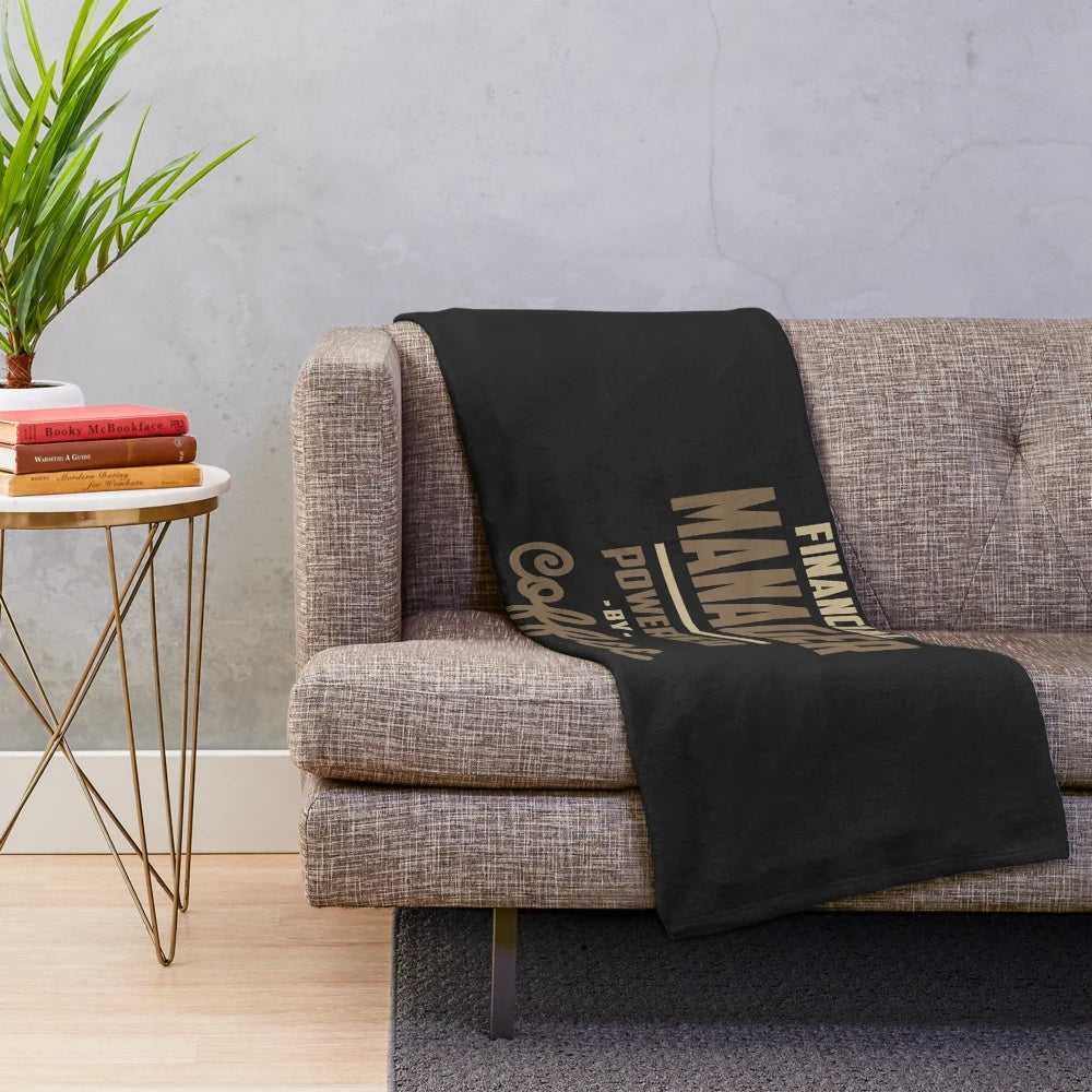 Financial manager plush blanket in grey and blue colors