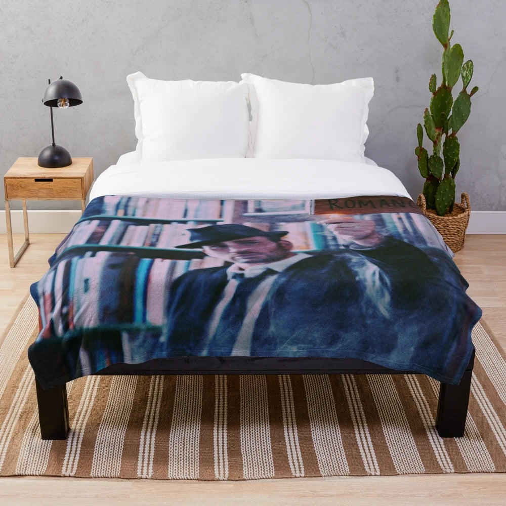 Cozy fire romance plush blanket with classic mafia movie inspiration