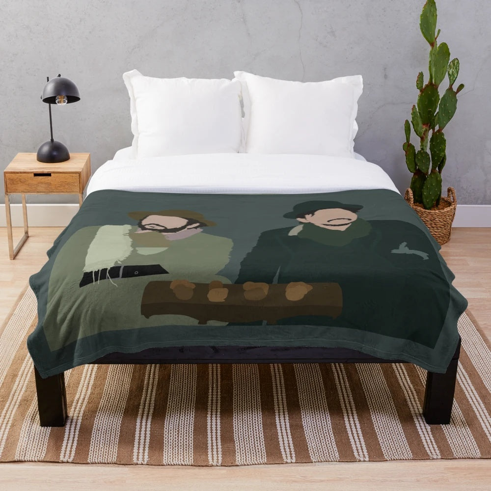 First Cow movie-inspired plush blanket with film characters