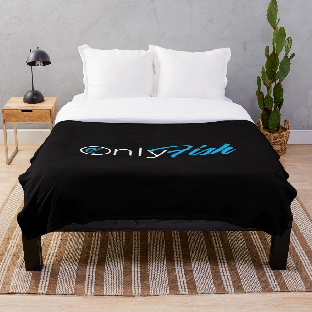 Soft and cuddly plush blanket featuring a fish design, perfect for fishing and outdoor enthusiasts