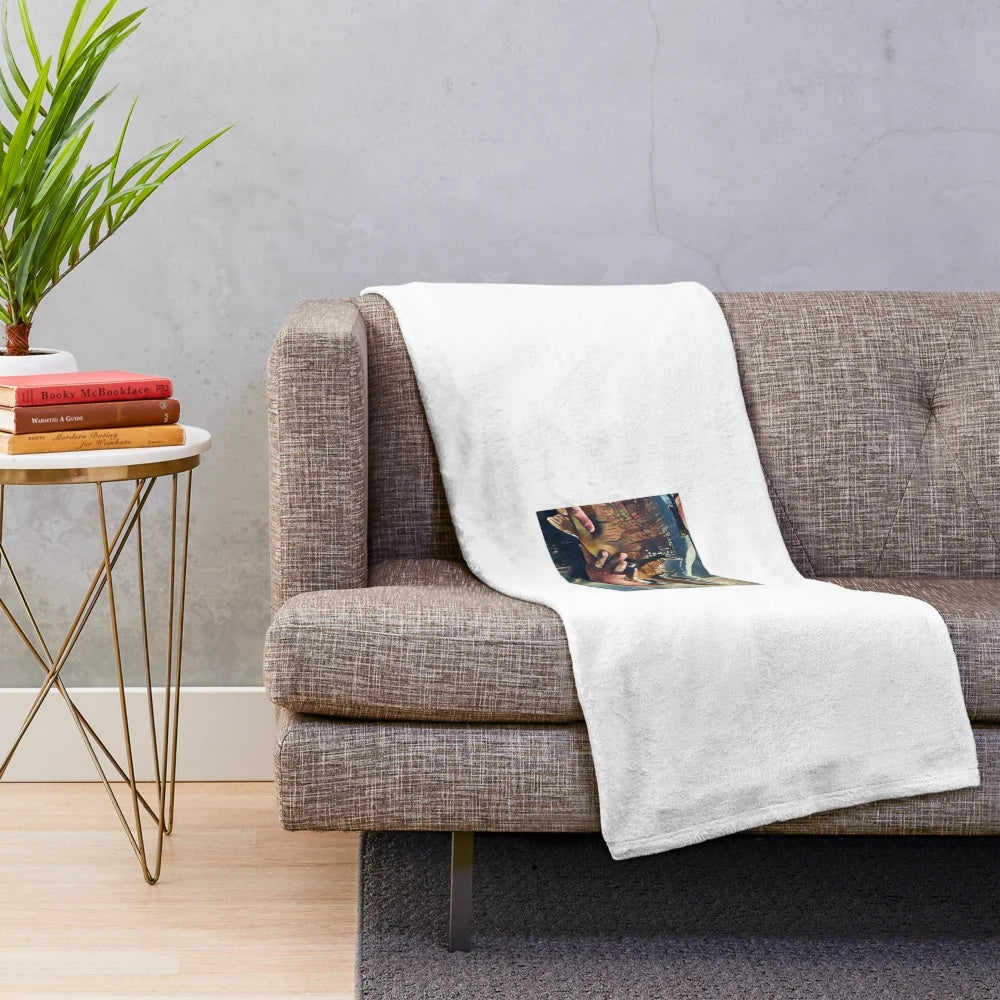 Soft, plush fisherman-themed blanket for fishing and outdoor hobbies