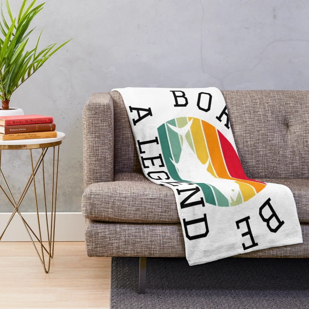 Fisherman plush blanket featuring a "Born to Be a Legend" design