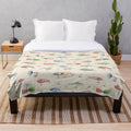 Fishing lures plush blanket with a watercolor and vintage design