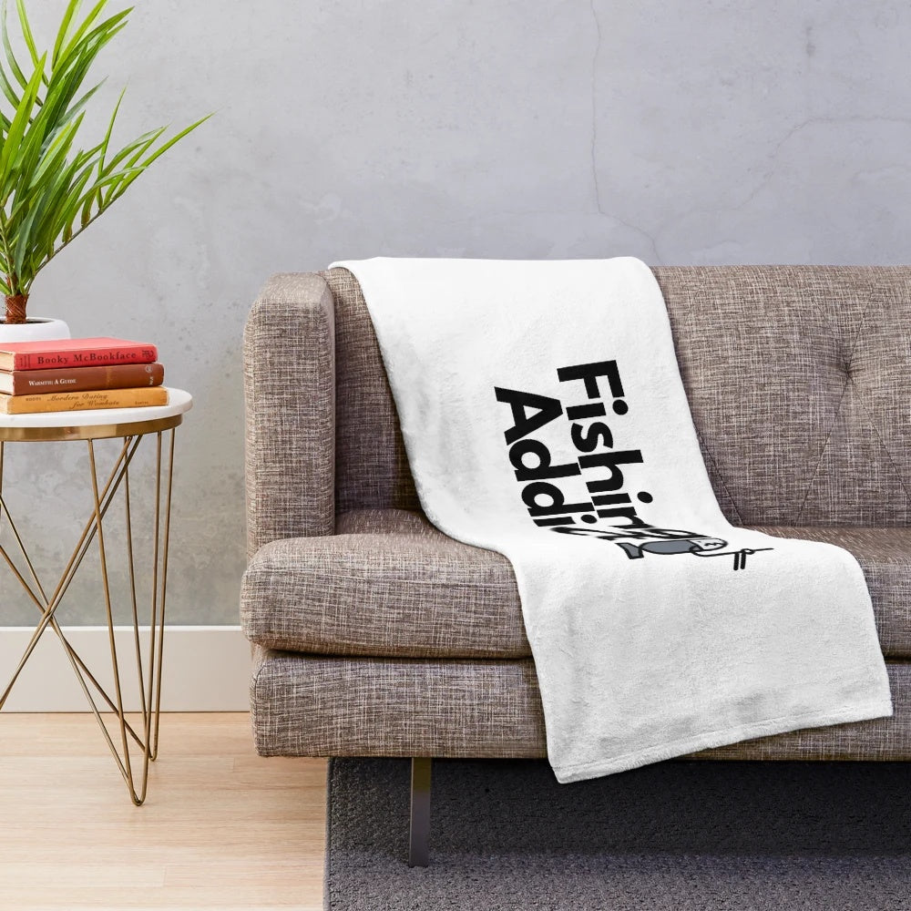 Fishing plush blanket with a humorous fishing design