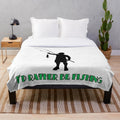 Fishing plush blanket with a fishing rod and fish design