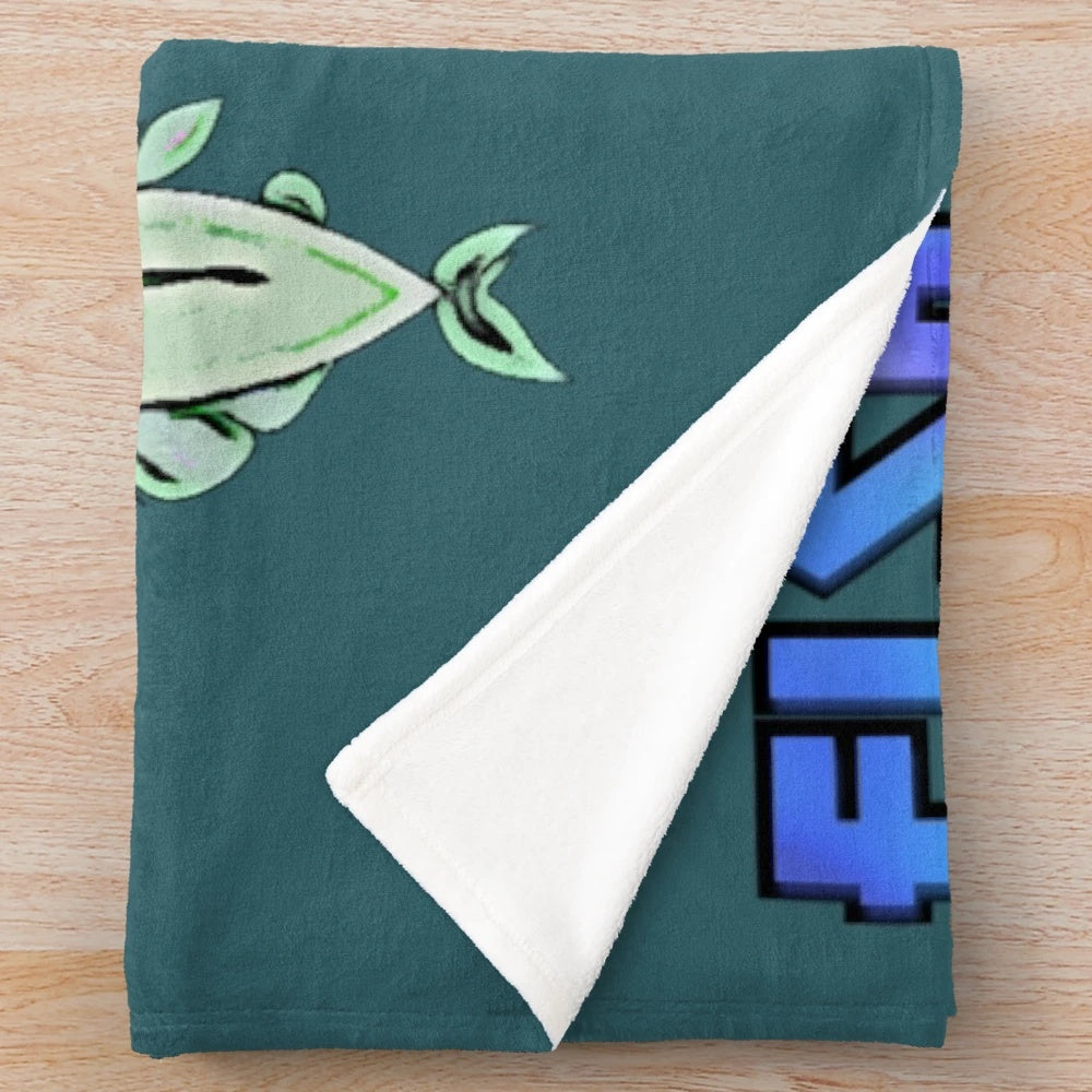 Fishing-themed plush blanket with fish and "Fishing Is Life" text