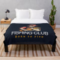 Plush blanket with a fishing club logo design