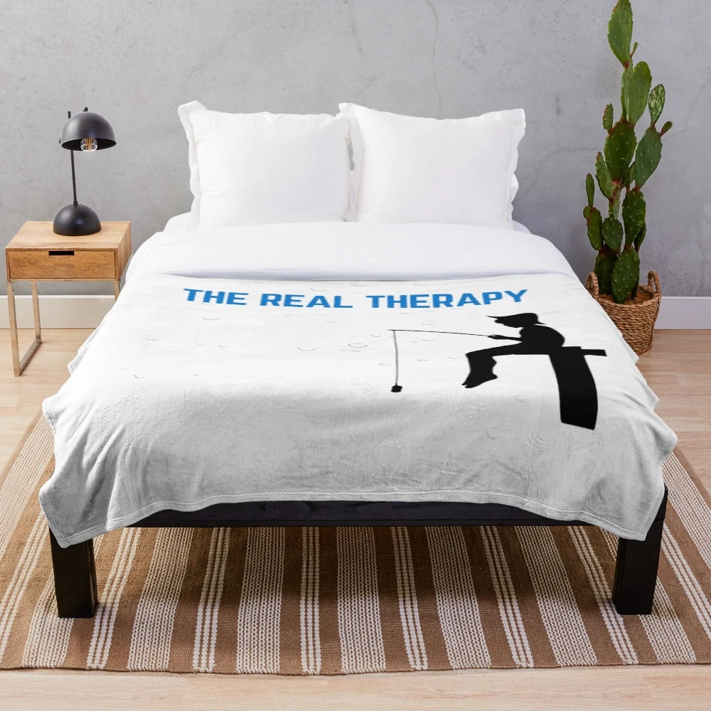 Plush blanket with fishing trip design for relaxation and hobby enthusiasts