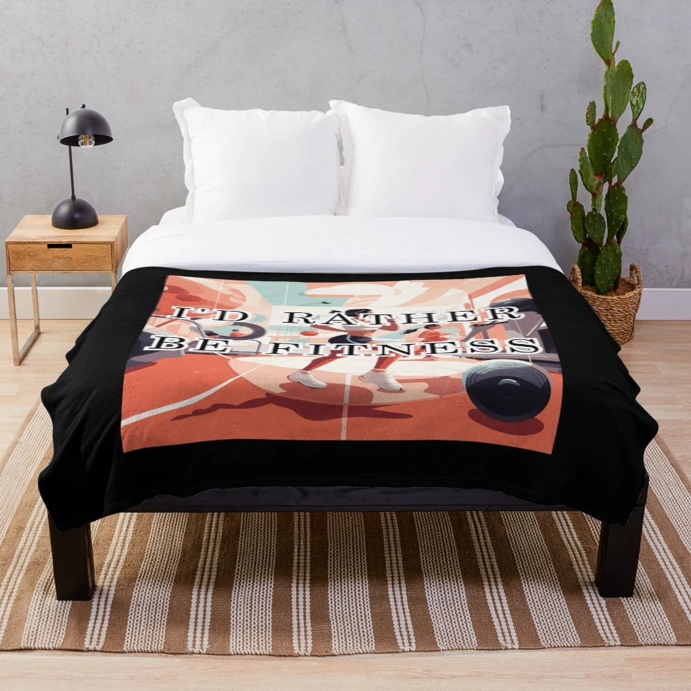Fitness inspired plush blanket with mountain and nature quotes
