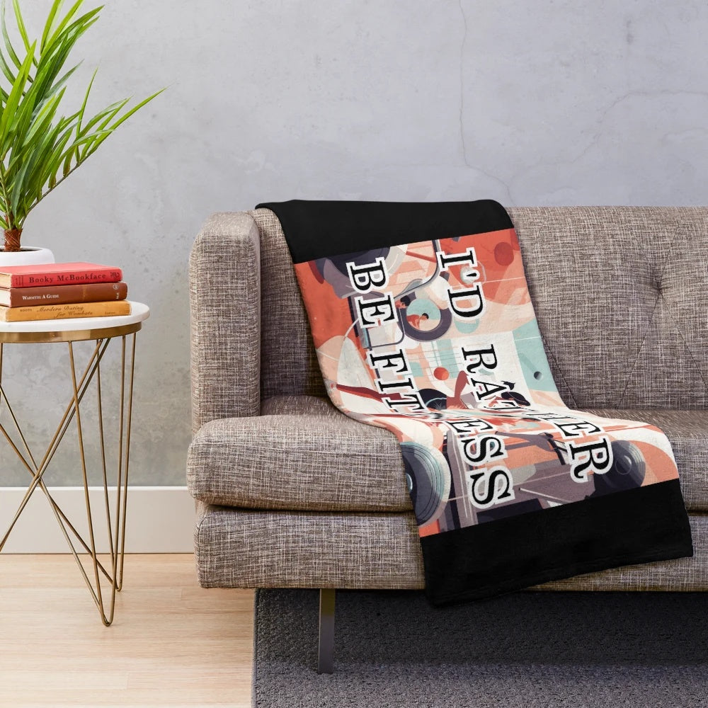 Fitness inspired plush blanket with mountain and nature quotes