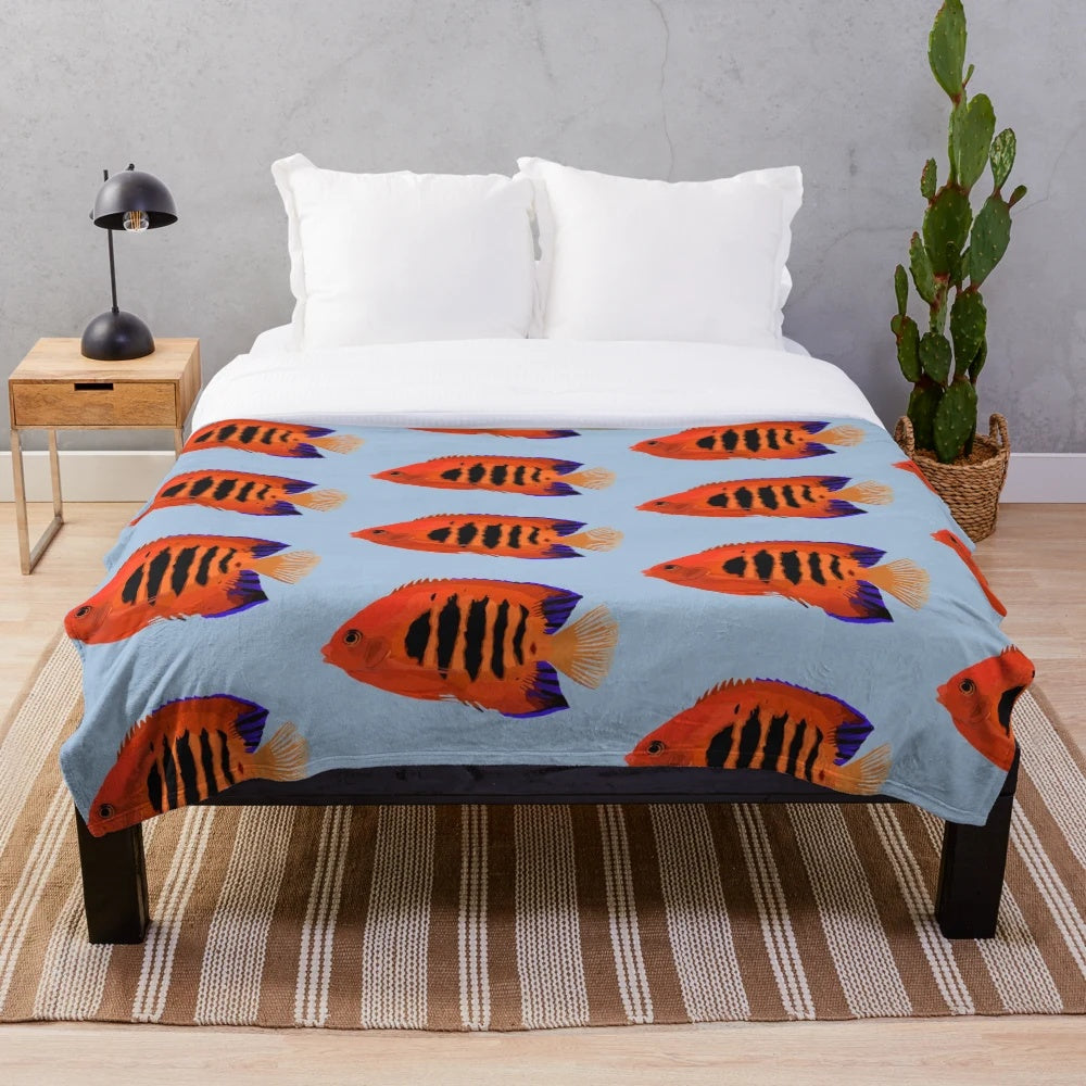 Flame Angelfish Plush Blanket for Aquarium Lovers