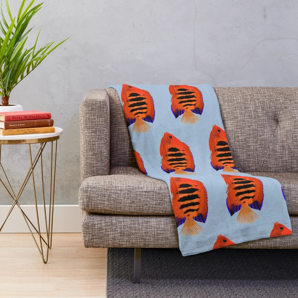 Flame Angelfish Plush Blanket for Aquarium Lovers