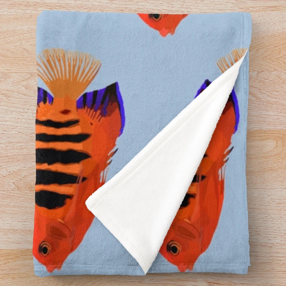Flame Angelfish Plush Blanket for Aquarium Lovers