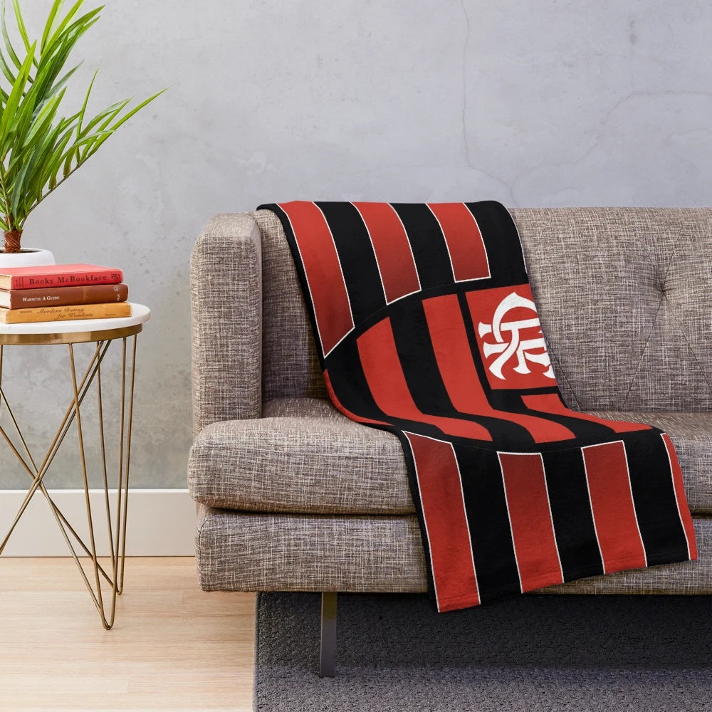Flamengo plush blanket with soccer/football design