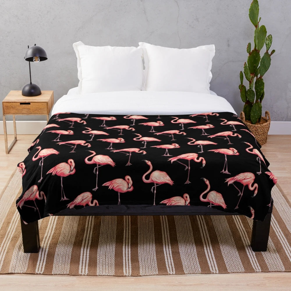 Soft and Plush Flamingo Patterned Blanket