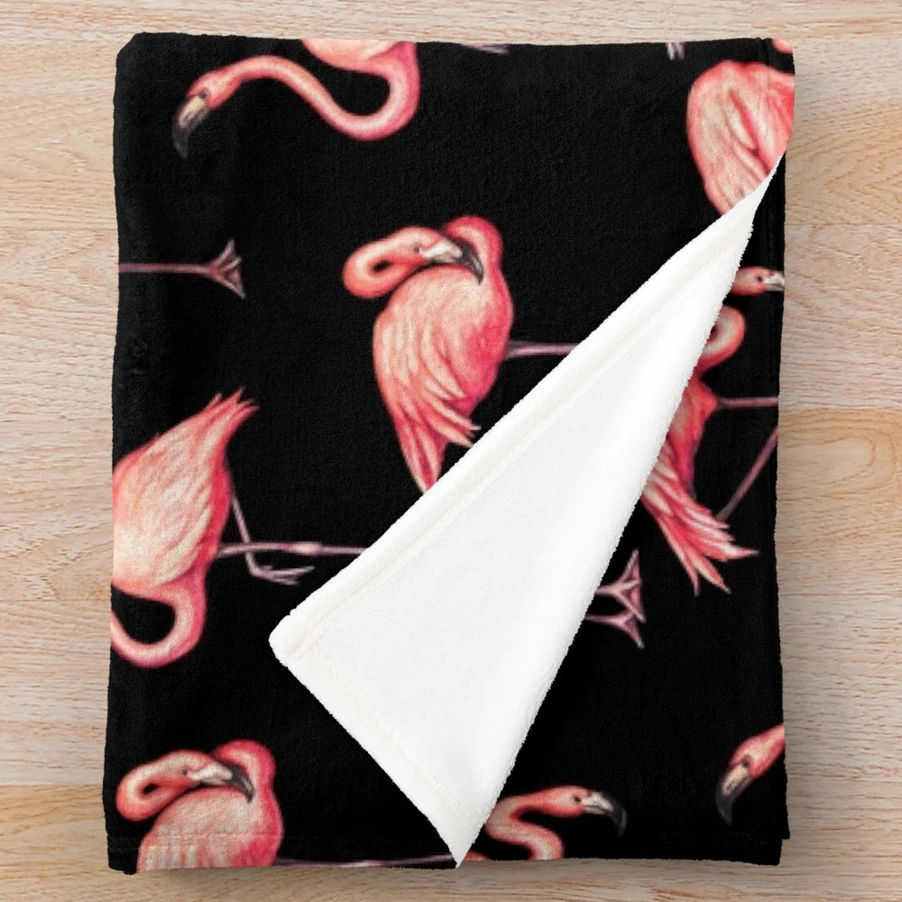 Soft and Plush Flamingo Patterned Blanket