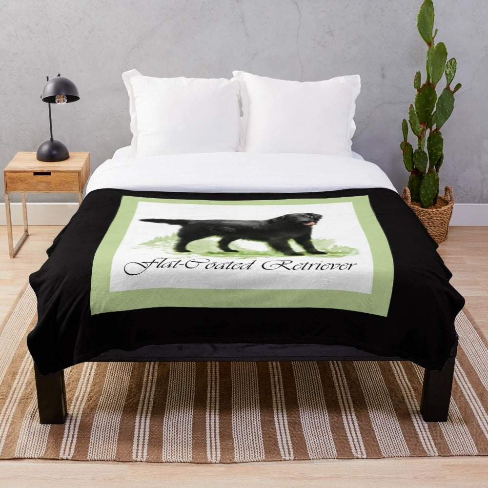 Flat-Coated Retriever Themed Plush Blanket